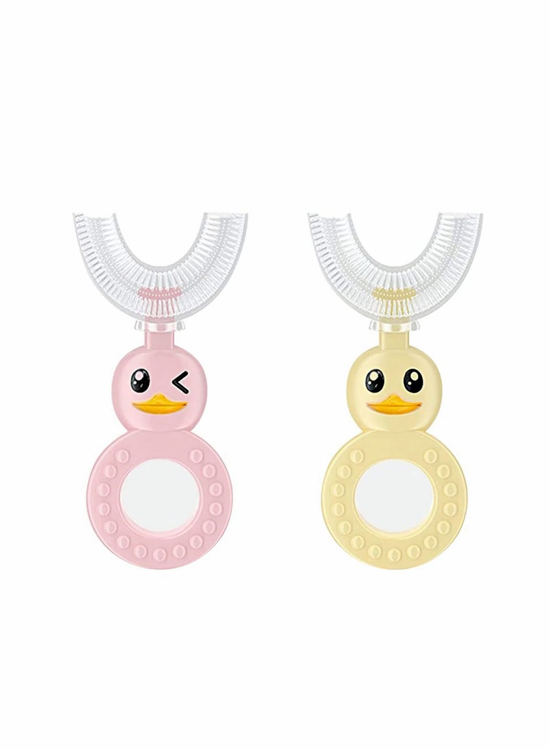 Children's U-Shaped Toothbrush Toddler with Soft Silicone Brush 360° Oral Teeth Cleaning Design for Toddlers Kids 2-6 Years 2 Pack - Image 1